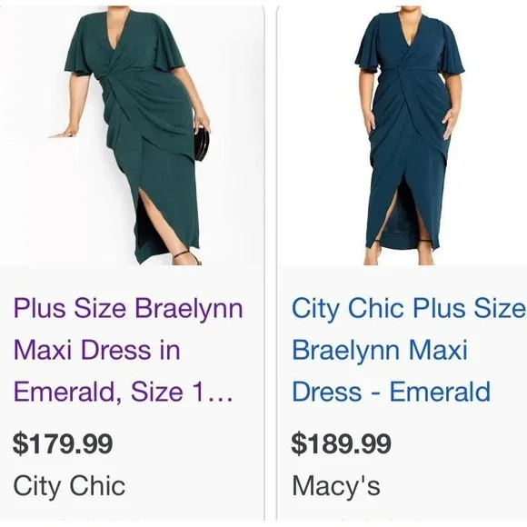 City Chic Braelynn Maxi Dress Emerald Tulip Flutter S Plus Size 16 Wedding *Flaw - Picture 15 of 16